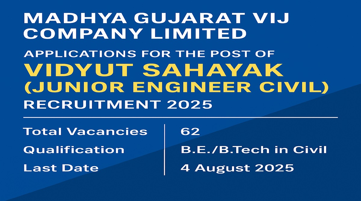 MGVCL Vidyut Sahayak JE Civil Recruitment 2025